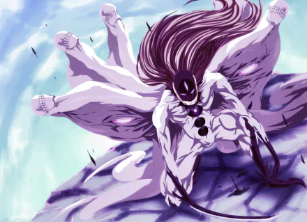 HD PC desktop wallpaper featuring Sōsuke Aizen from the anime Bleach in his powerful transformed state against a dynamic sky background.