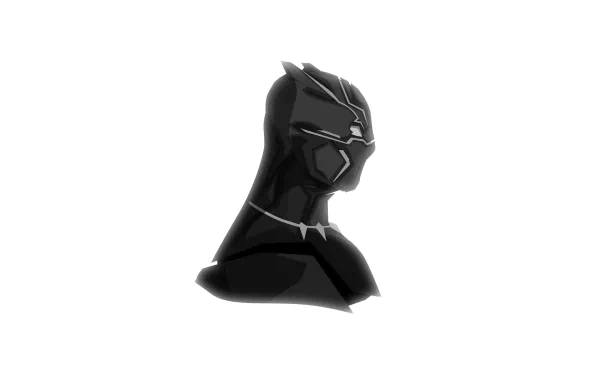 4K Ultra HD PC desktop wallpaper featuring a sleek, detailed comic-style profile of Black Panther from Marvel Comics on a minimalist white background.