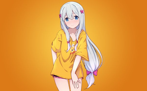 Anime EroManga-Sensei Sagiri Izumi Long Hair White Hair Blue Eyes HD Wallpaper | Background Image