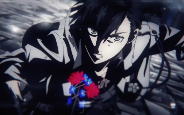 Ritsu Shikishima from the anime Caligula in a dramatic, high-contrast close-up, rendered in 4K Ultra HD for a PC desktop wallpaper.