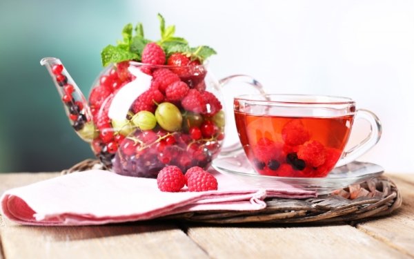Food Tea Teacup Cup Fruit Berry Raspberry HD Wallpaper | Background Image
