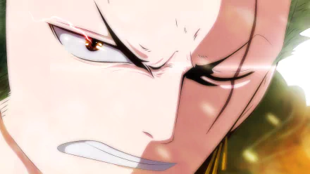 Close-up HD anime wallpaper of Roronoa Zoro from One Piece, showcasing intense expression and detailed artwork.