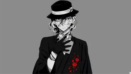 Chuuya Nakahara from the anime Bungou Stray Dogs, depicted in a stylish pose with a rose motif, serves as an engaging 4K Ultra HD desktop wallpaper.