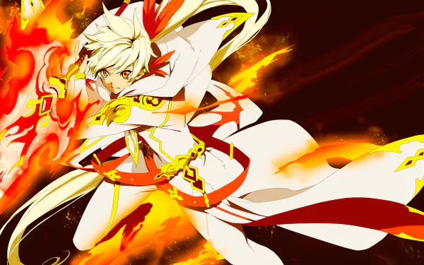 Sorey (Zestiria), Tales of Zestiria the X anime HD PC desktop wallpaper/background: Sorey in white-and-red robes unleashing a blazing, dynamic fire attack in a dramatic action pose.