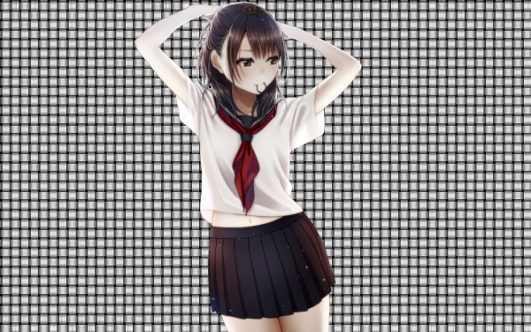Anime Original Short Hair Black Hair School Uniform HD Wallpaper | Background Image