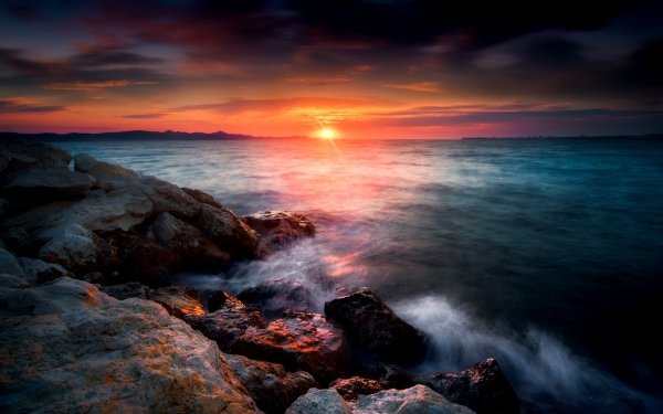 Earth Sunset Nature Ocean Horizon HD Wallpaper | Background Image