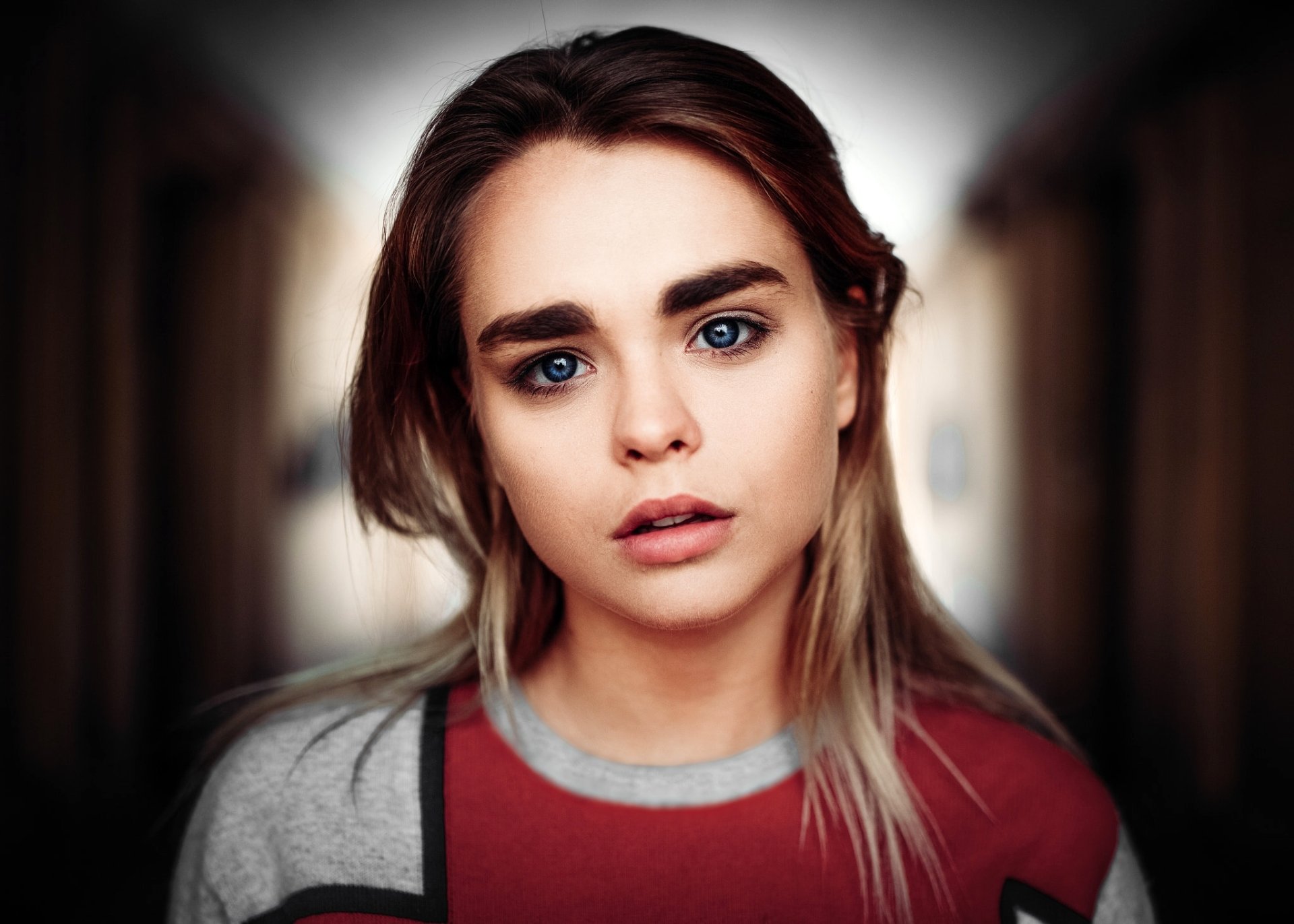 Download Brunette Blue Eyes Face Woman Model HD Wallpaper by Ivan Proskurin