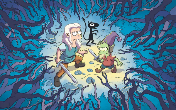 Luci (Disenchantment) Elfo (Disenchantment) Bean (Disenchantment) TV Show Disenchantment HD Desktop Wallpaper | Background Image