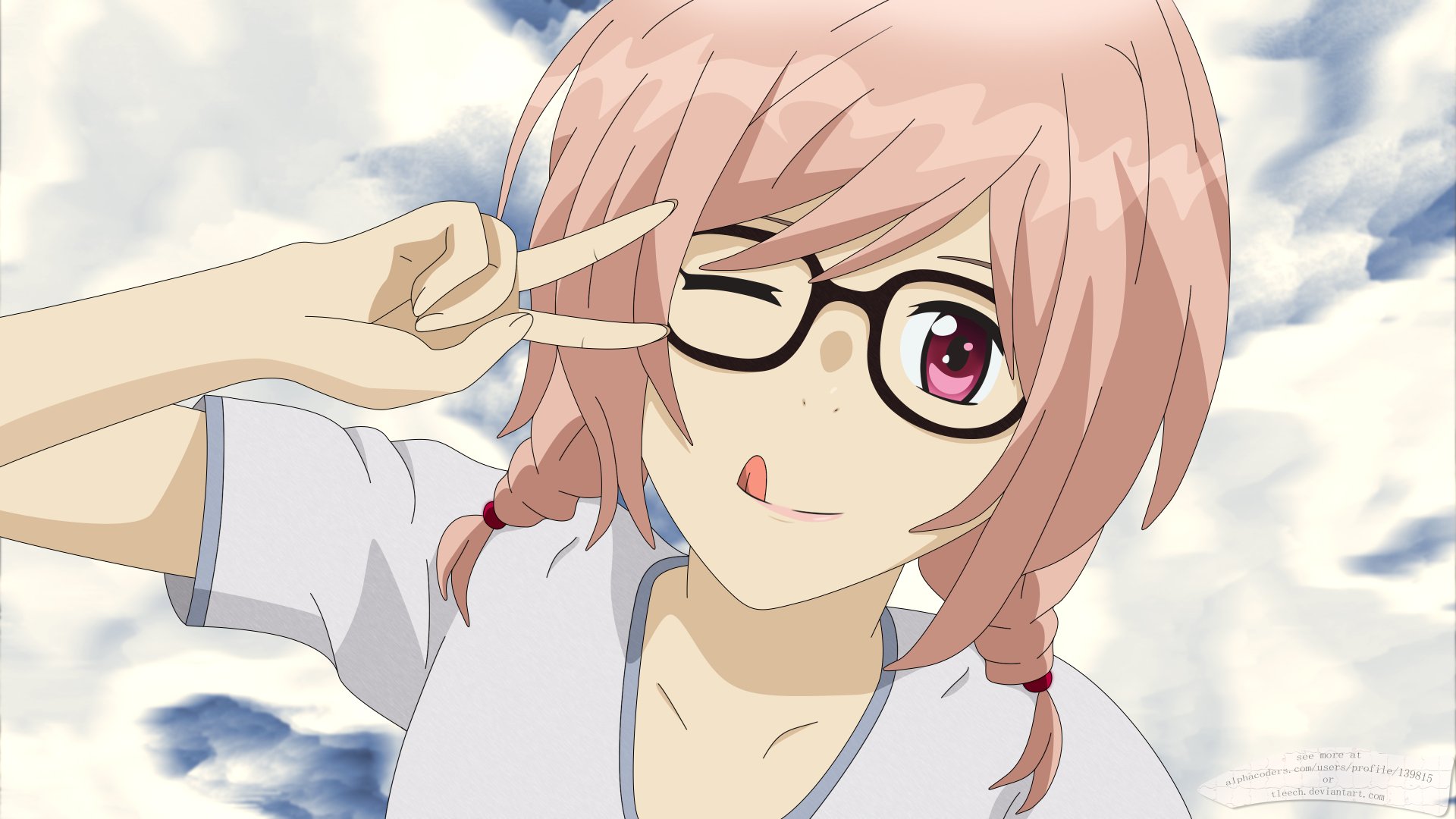 Cute anime-style illustration of An Onoya from ReLIFE with pink hair, glasses, and a playful pose, rendered in 4K Ultra HD for PC desktop wallpaper.