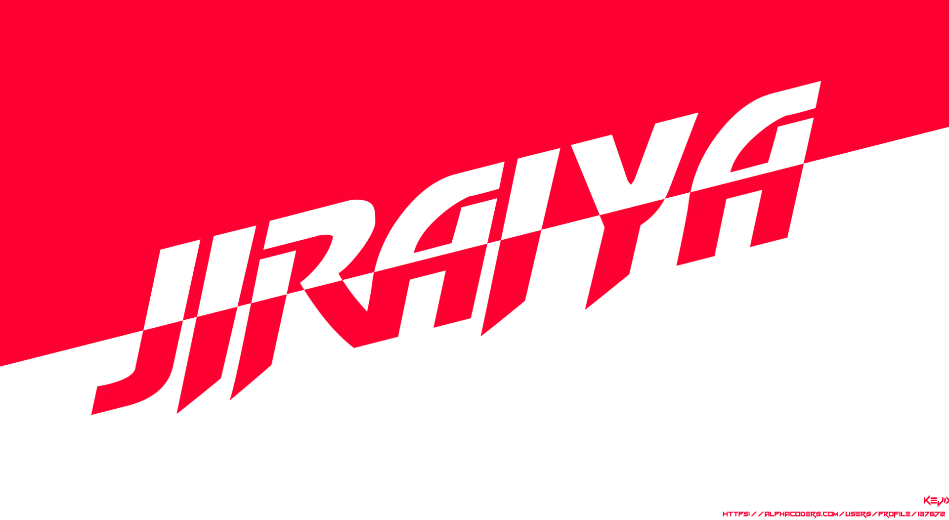 Red-and-white 4K Ultra HD PC desktop wallpaper with a bold diagonal JIRAIYA logo referencing the Naruto anime character.