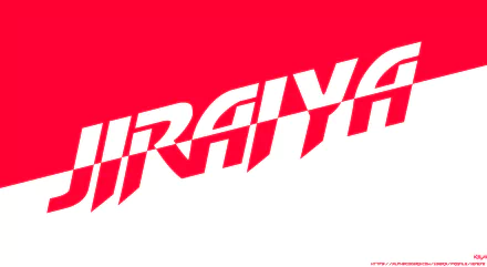 Red-and-white 4K Ultra HD PC desktop wallpaper with a bold diagonal JIRAIYA logo referencing the Naruto anime character.