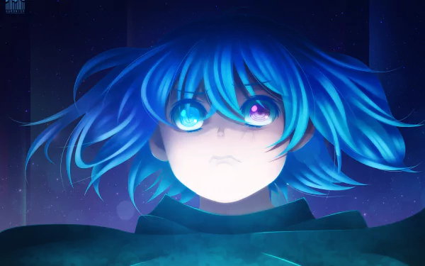 Tokyo Ghoul night star purple eyes blue eyes blue hair heterochromia Saiko Yonebayashi Anime Tokyo Ghoul:re anime night HD Desktop Wallpaper | Background Image