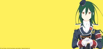 4K Ultra HD wallpaper featuring Crusch Karsten from the anime Re:Zero - Starting Life in Another World on a bright yellow background.
