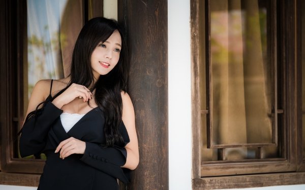 Women Asian Model Smile Black Hair Janice HD Wallpaper | Background Image