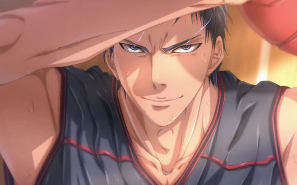 HD anime wallpaper featuring Daiki Aomine from Kuroko's Basketball with an intense, confident expression and dynamic lighting.