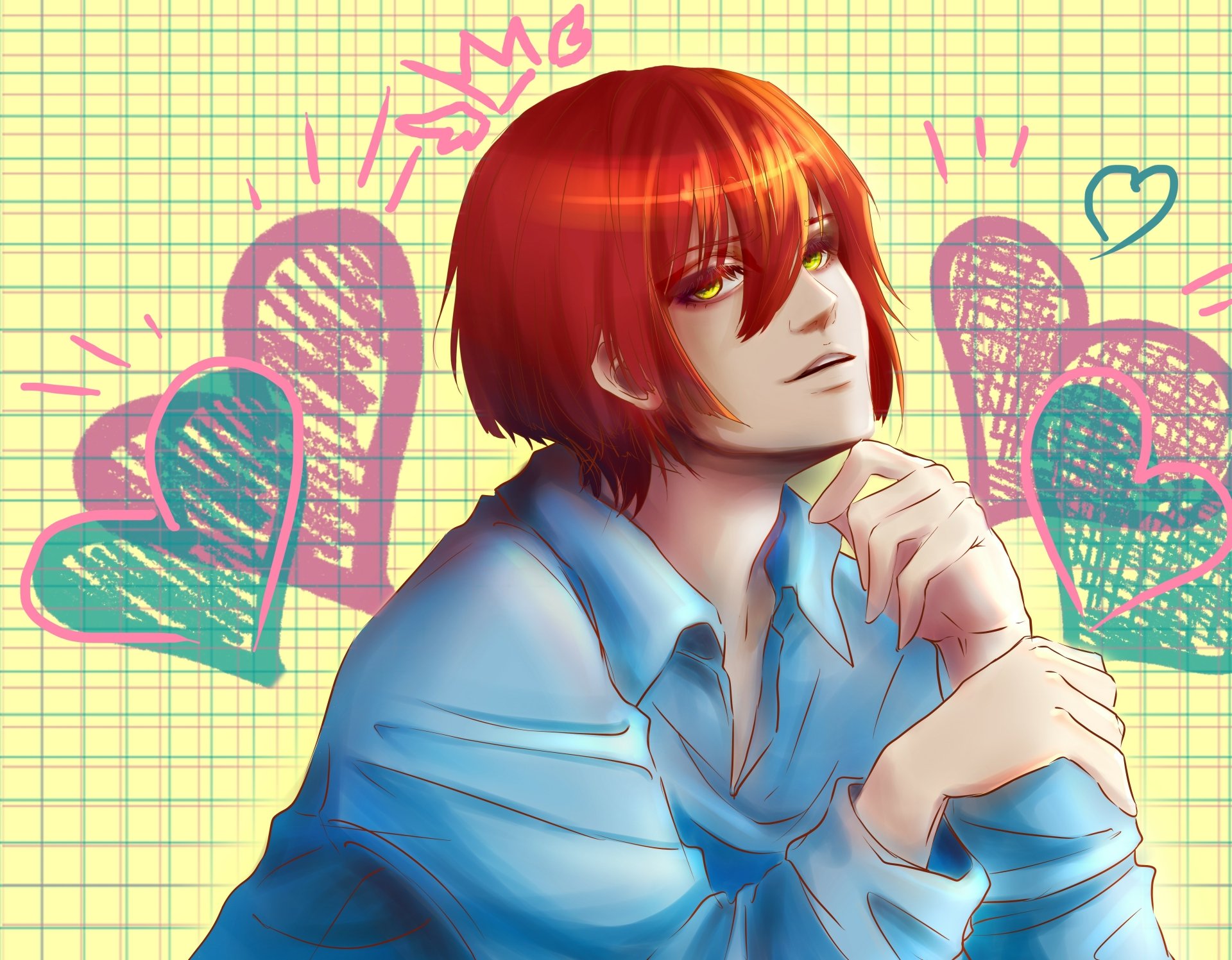 Download Yellow Eyes Orange Hair Anime Original 4k Ultra HD Wallpaper by Anastasia Gordieieva