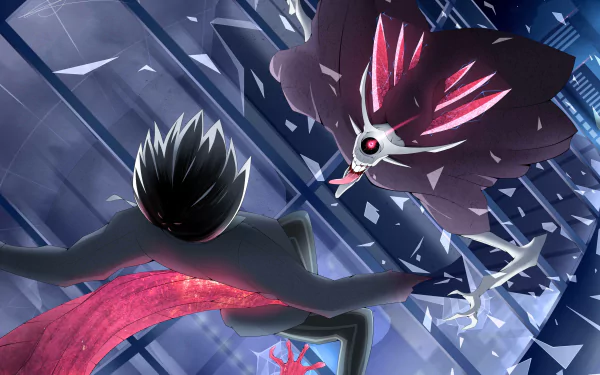 HD anime desktop wallpaper featuring Eto Yoshimura and Ken Kaneki from Tokyo Ghoul:re in a dynamic battle scene with vibrant colors and intense action.