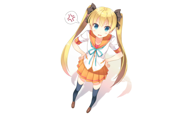Anime Girl Blonde Skirt School Uniform Twintails HD Wallpaper | Background Image
