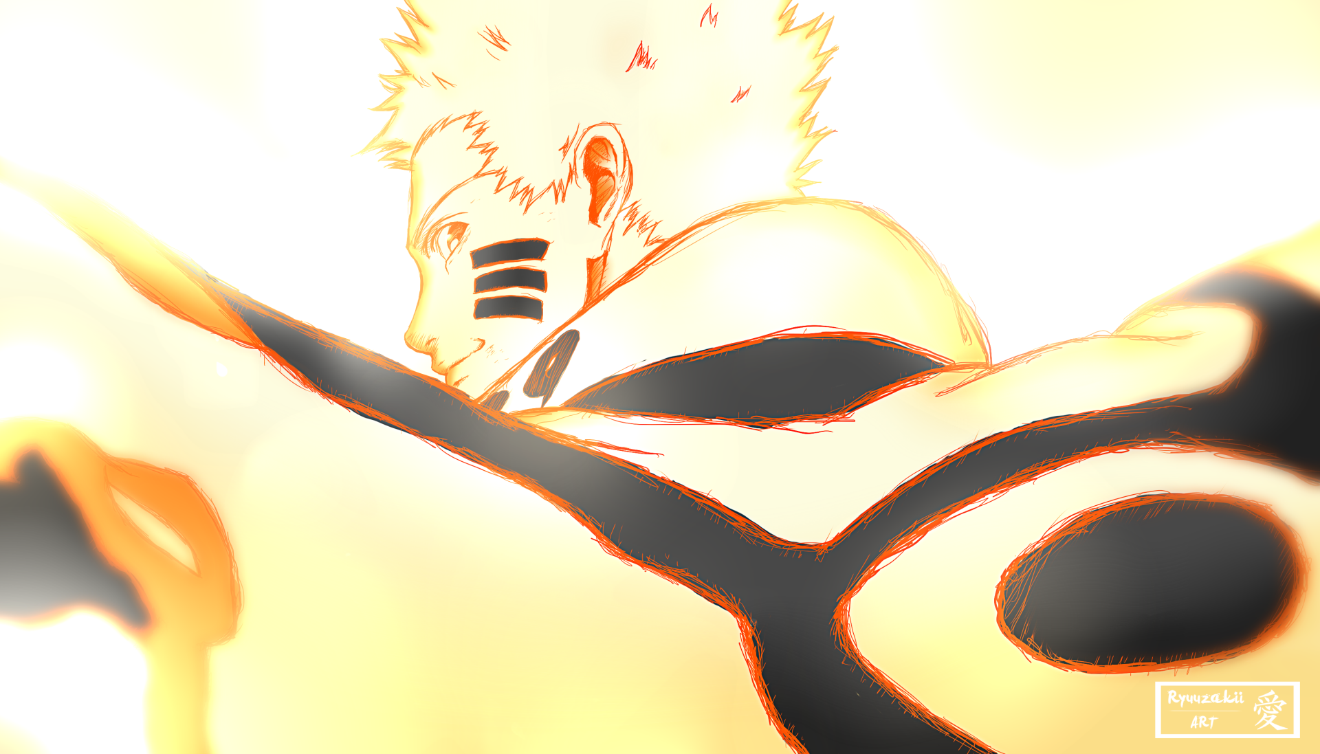 HD anime desktop wallpaper featuring Naruto Uzumaki from Boruto, depicted in vibrant, glowing colors with dynamic energy effects.