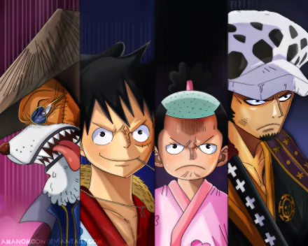 Kozuki Momonosuke Monkey D. Luffy Trafalgar Law Inuarashi (One Piece) Anime One Piece HD Desktop Wallpaper | Background Image