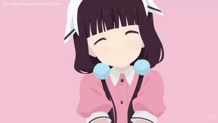 HD PC wallpaper of Maika Sakuranomiya (Blend S) — smiling anime girl in pink maid outfit with bob haircut against a solid pink background