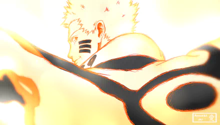 HD anime desktop wallpaper featuring Naruto Uzumaki from Boruto, depicted in vibrant, glowing colors with dynamic energy effects.