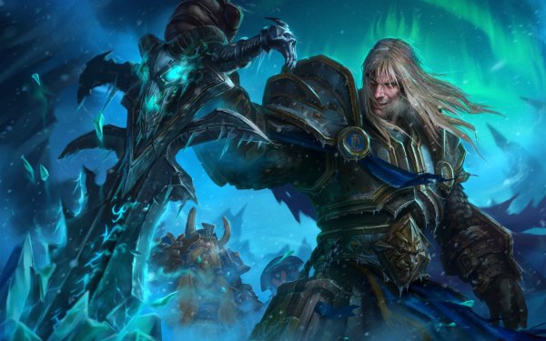 Video Game World Of Warcraft Warcraft Warrior Sword Armor Lich King Frostmourne Muradin Bronzebeard Warcraft III: The Frozen Throne Ice Aurora Borealis HD Wallpaper | Background Image