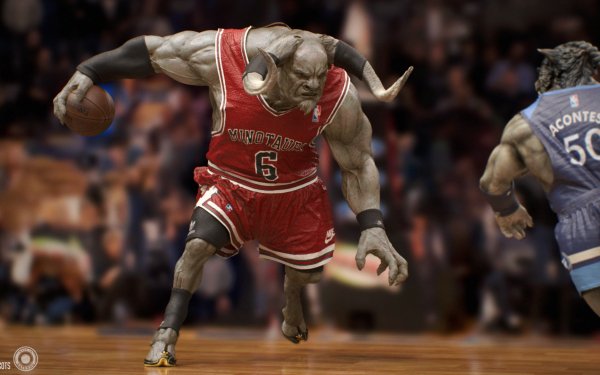 Sports Basketball NBA Mascot Minnesota Timberwolves Chicago Bulls Minotaur Werewolf HD Wallpaper | Background Image