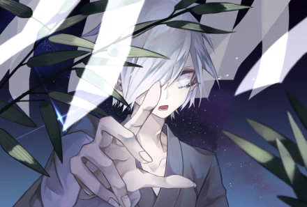 kimono white eyes white hair tanabata Anime Original HD Desktop Wallpaper | Background Image