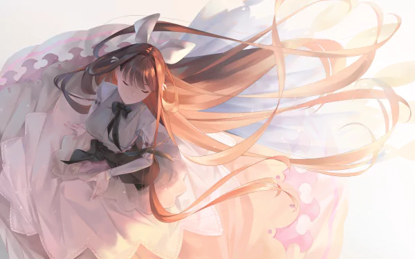 bow (Clothing) brown hair long hair Anime Original HD Desktop Wallpaper | Background Image