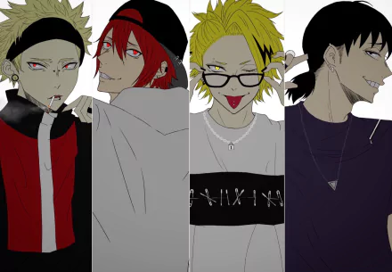 HD PC desktop wallpaper featuring Hanta Sero, Katsuki Bakugou, Eijiro Kirishima, and Denki Kaminari from the anime My Hero Academia.