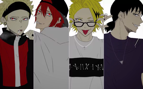 HD PC desktop wallpaper featuring Hanta Sero, Katsuki Bakugou, Eijiro Kirishima, and Denki Kaminari from the anime My Hero Academia.