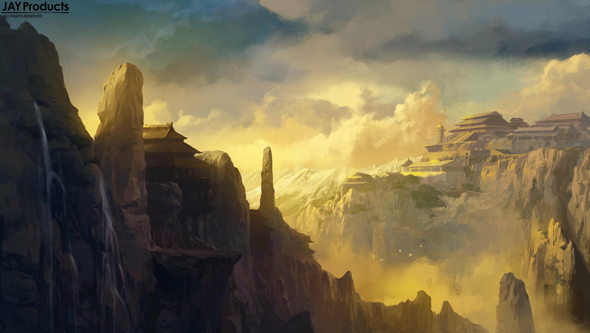 Download Fantasy Building HD Wallpaper by Wang Jie