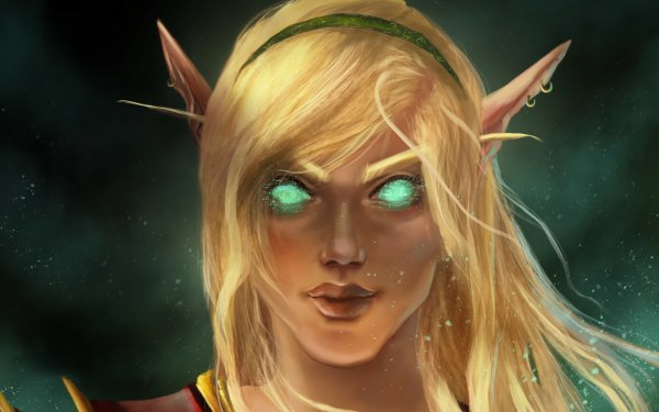 Fantasy Elf Face Glowing Eyes Blonde Pointed Ears HD Wallpaper | Background Image