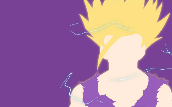 4K Ultra HD wallpaper featuring Gohan in his Super Saiyan 2 form from Dragon Ball Z anime, with glowing yellow hair and electric energy effects on a purple background.