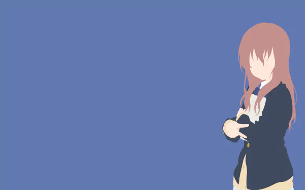 Minimalist 4K Ultra HD PC wallpaper featuring Shouko Nishimiya from the anime A Silent Voice against a solid blue background.