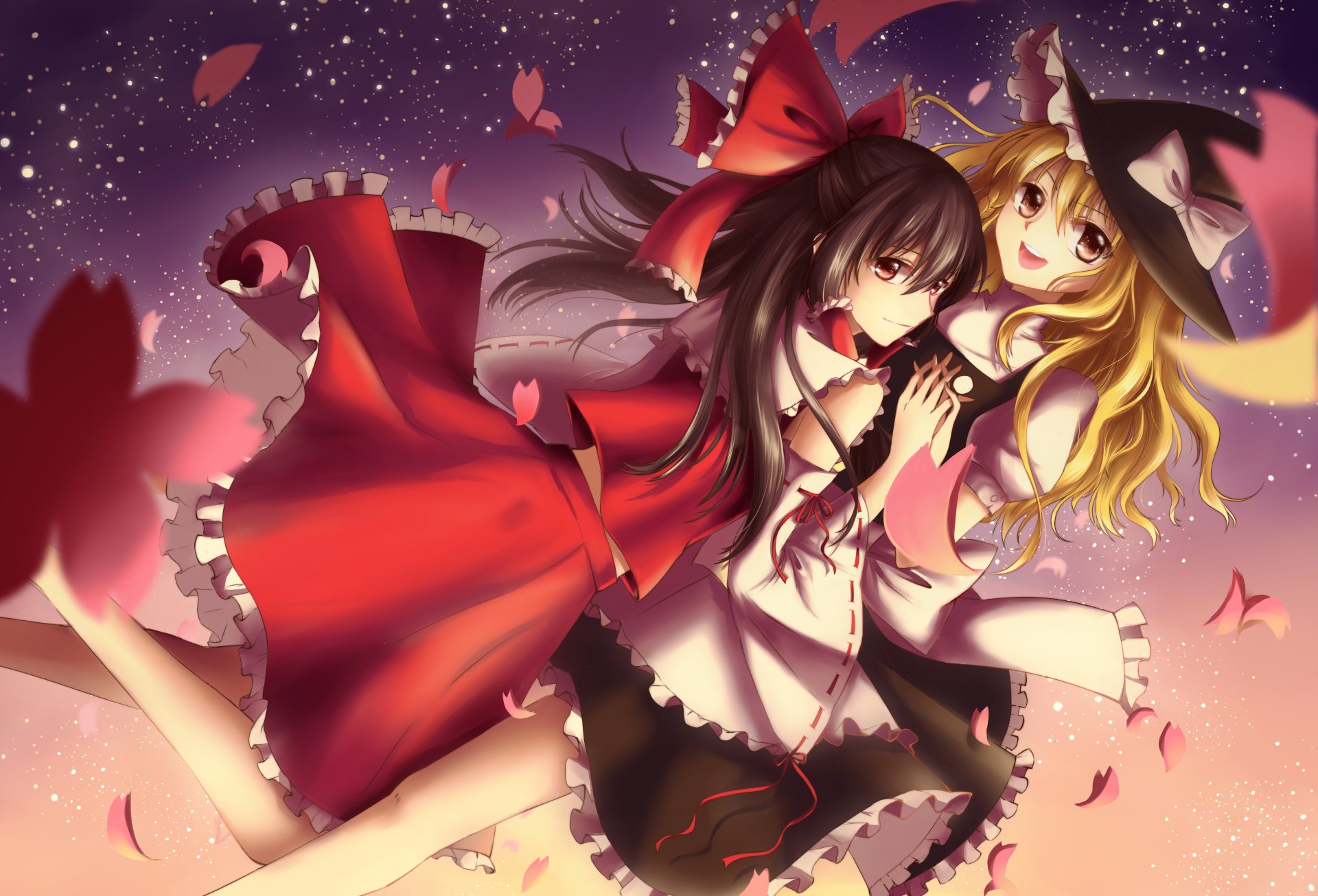 Download Marisa Kirisame Reimu Hakurei Anime Touhou 4k Ultra HD Wallpaper by 五月福音