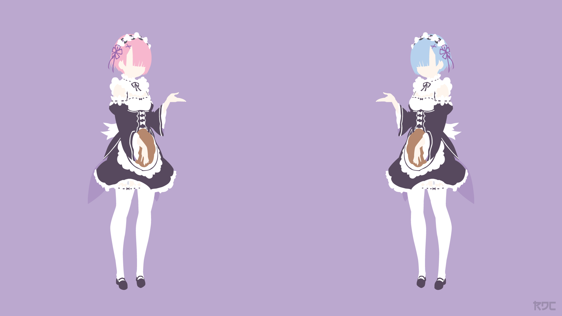 Download Minimalist Ram (Re:ZERO) Rem (Re:ZERO) Anime Re:Zero - Starting Life In Another World Minimalist Anime HD Wallpaper by Rendracula
