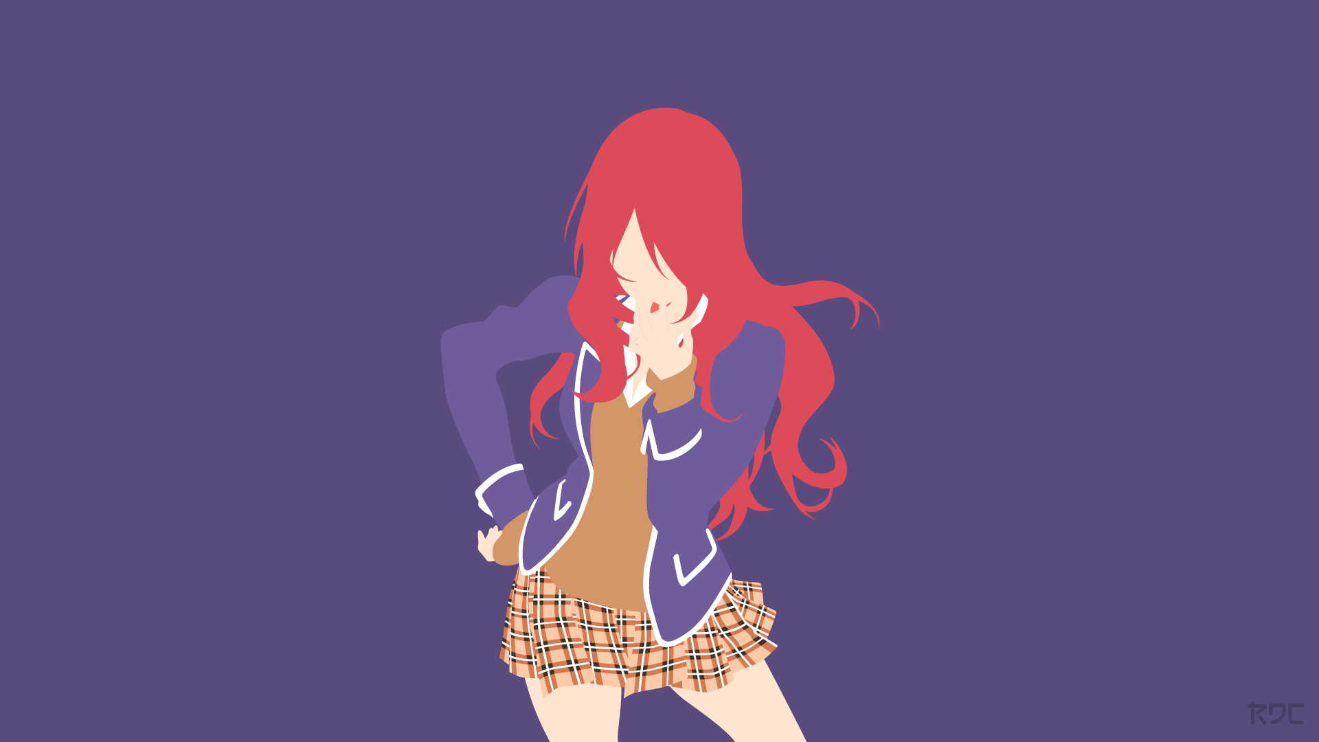 Download Food Wars: Shokugeki No Soma Skirt Minimalist Long Hair Red Hair Rindō Kobayashi Anime Minimalist Anime 4k Ultra HD Wallpaper by Rendracula