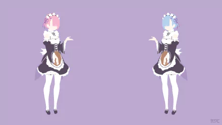minimalist Ram (Re:ZERO) Rem (Re:ZERO) Anime Re:Zero - Starting Life in Another World minimalist anime HD Desktop Wallpaper | Background Image