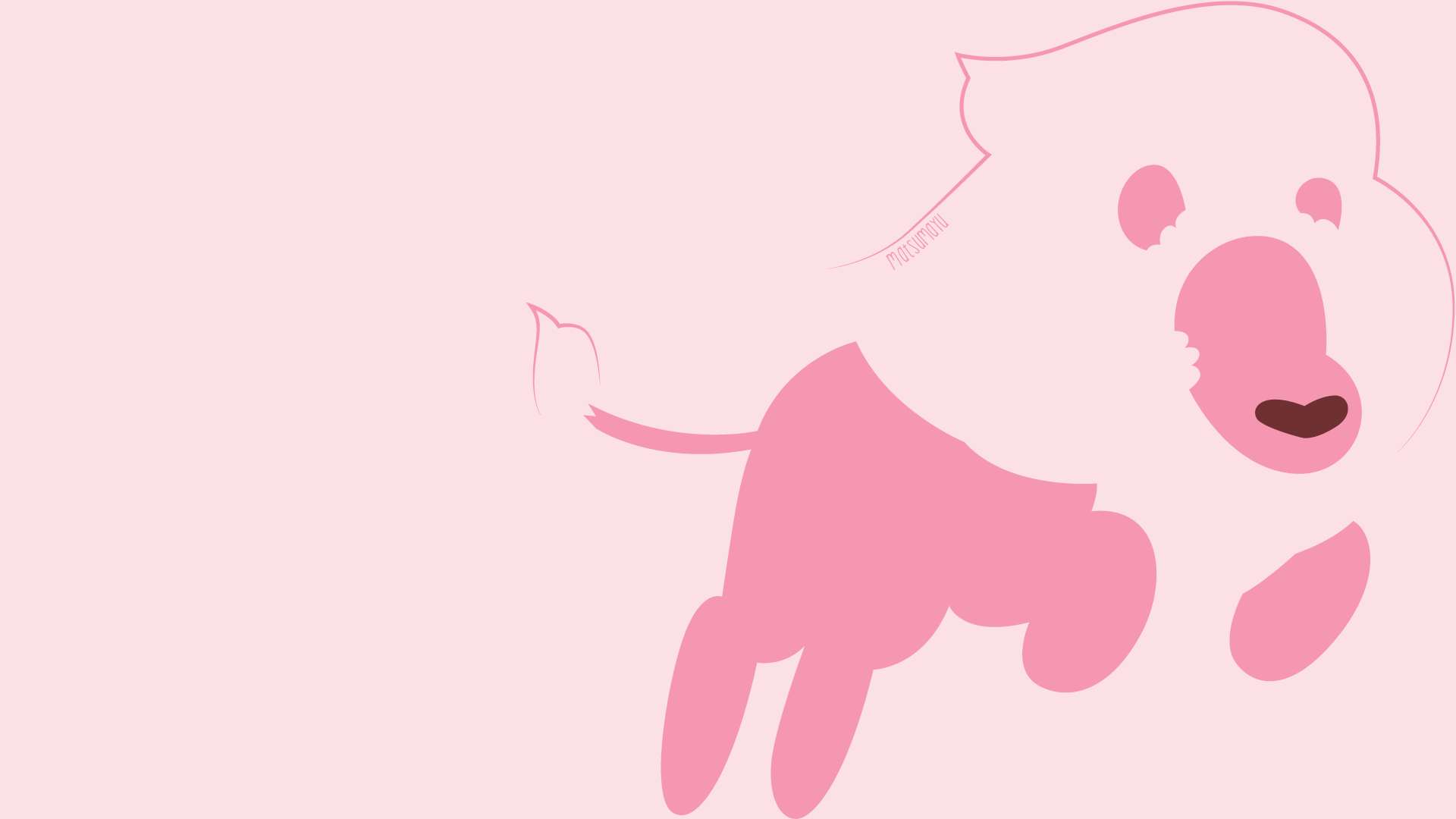 Minimalist pink Lion from Steven Universe on a pale pink backdrop, TV show HD PC desktop wallpaper.