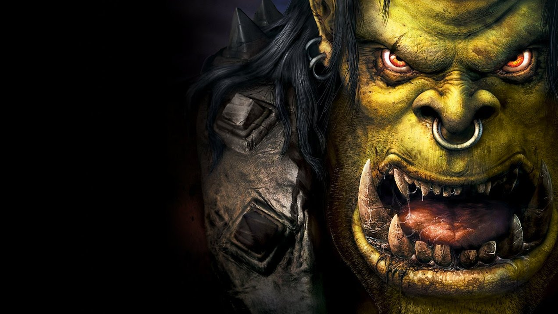 HD wallpaper featuring Thrall from Warcraft III: Reforged, with a fierce expression and detailed textures.