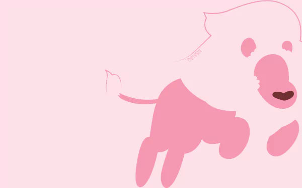 Minimalist pink Lion from Steven Universe on a pale pink backdrop, TV show HD PC desktop wallpaper.