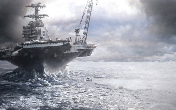 Sci Fi Post Apocalyptic Ice Ship Aircraft Carrier HD Wallpaper | Background Image