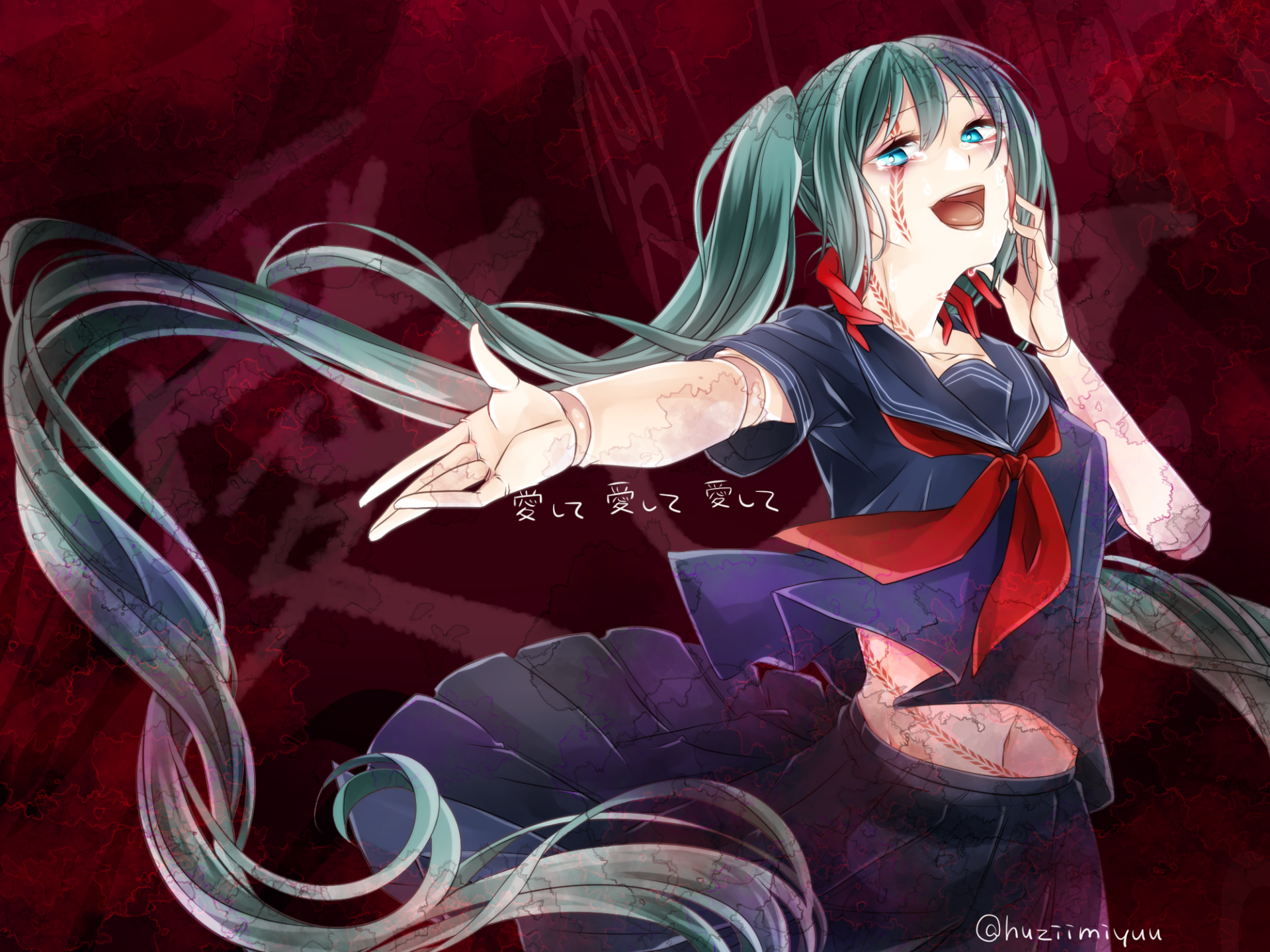 Download Hatsune Miku Anime Vocaloid HD Wallpaper by 藤井 美結