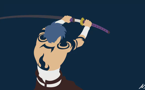 Kamina from Tengen Toppa Gurren Lagann raises a sword overhead in a stylized anime pose — 5K Ultra HD PC desktop wallpaper background.