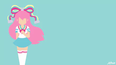 Minimalist 8K Ultra HD desktop wallpaper featuring Giffany from the TV show Gravity Falls, with pastel colors and a simple, stylized design.