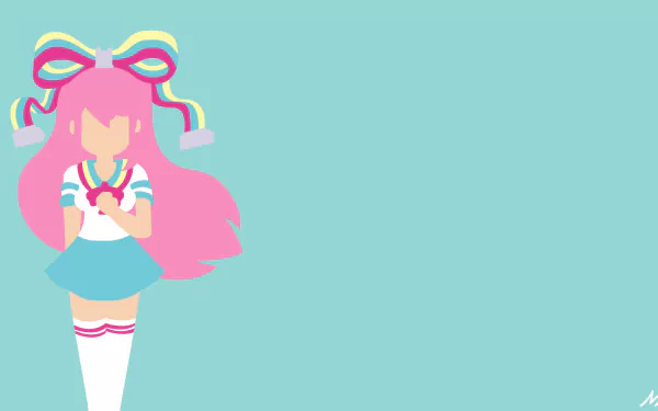 Minimalist 8K Ultra HD desktop wallpaper featuring Giffany from the TV show Gravity Falls, with pastel colors and a simple, stylized design.