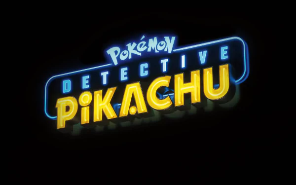 4K Ultra HD logo of the Pokémon Detective Pikachu movie on a black background, designed as a PC desktop wallpaper and background.