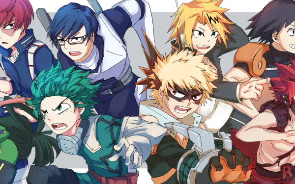 Mina Ashido Eijiro Kirishima Hanta Sero Denki Kaminari Katsuki Bakugou Izuku Midoriya Tenya Iida Shoto Todoroki Tsuyu Asui Ochaco Uraraka Anime My Hero Academia HD Desktop Wallpaper | Background Image